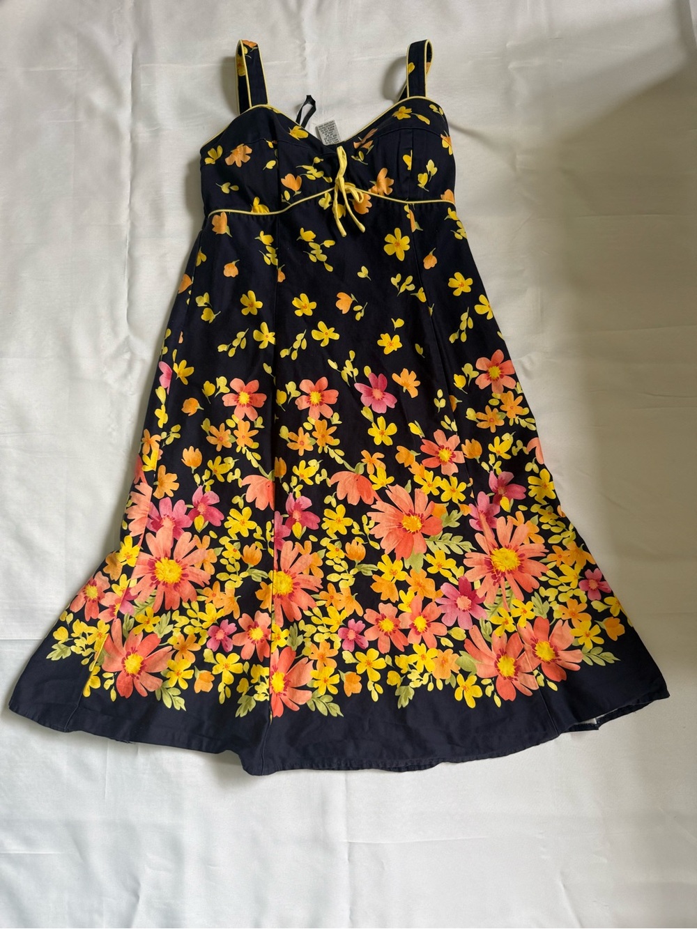 madison leigh Navy Floral Sundress with Yellow & Pink Blooms